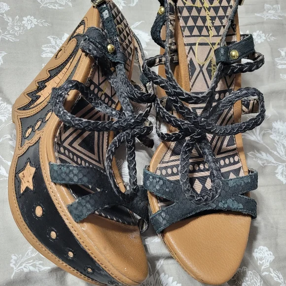 🎉HP🎉Wedges Jessica Simpson brown and black size 8.5 - Picture 7 of 7